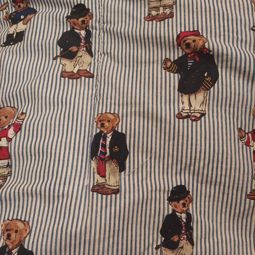 Ralph Lauren Iconic Blue Teddy  Bears Print Twin Comforter 66in X86in - Picture 2 of 4